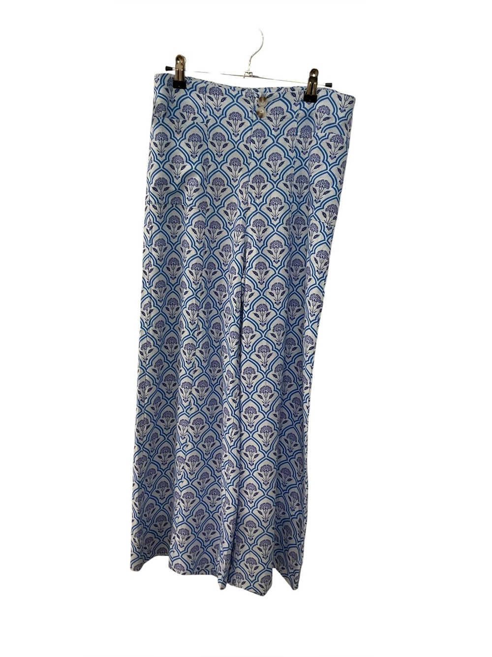 Blue Printed Wide Leg Pant